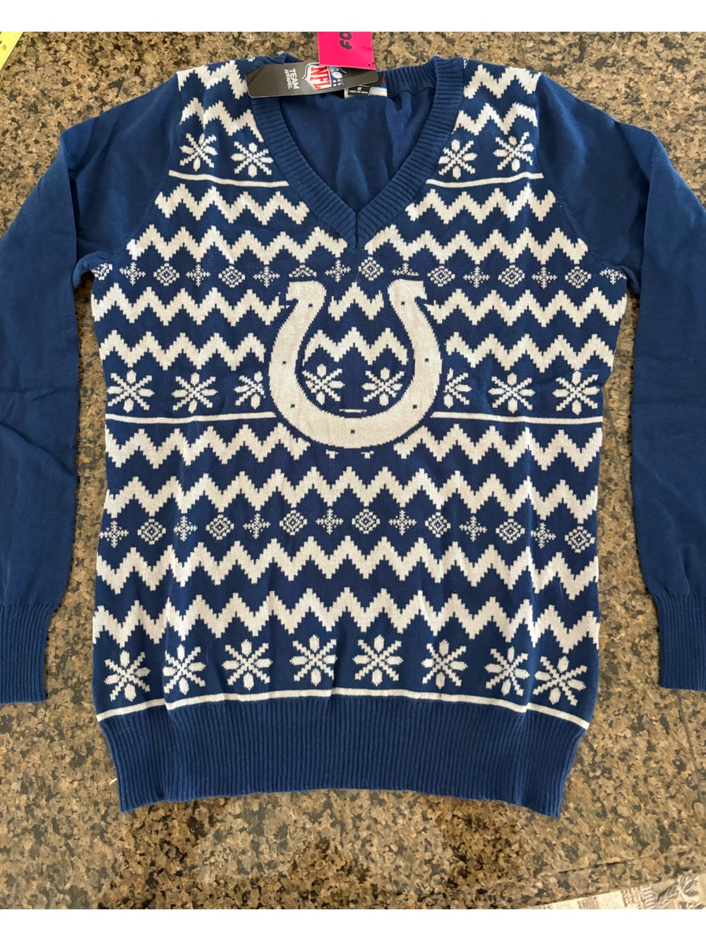 FOCO Indianapolis Colts NFL Football V-Neck Knit Sweater Womens Sz M